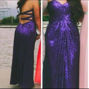 purple sequin prom cocktail dress size 6